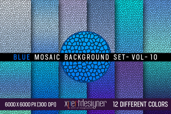 Download Blue Mosaic Background Set: Vol - 10 - Background Collection