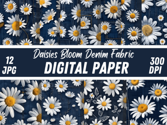 Download Daisies Bloom Swatches Denim Backgrounds - Background Collection