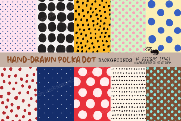 Download Hand-Drawn Polka Dot Background Set - Background Collection