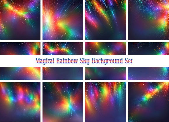 Download Magical Rainbow Sky Background Set - Background Collection