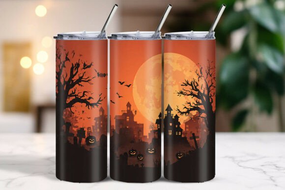 Download Haunted Halloween Background Tumbler Wrap - Background Collection