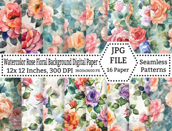 Download Watercolor Rose Floral Background Set - Background Collection