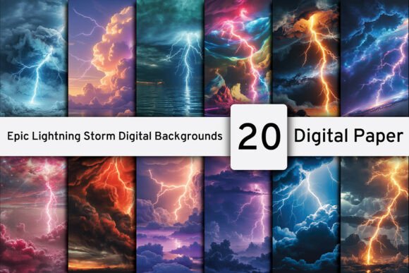Download Epic Lightning Storm Digital Backgrounds - Background Collection