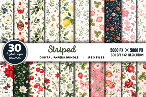 Download Striped Digital Paper Background Bundle - Background Collection