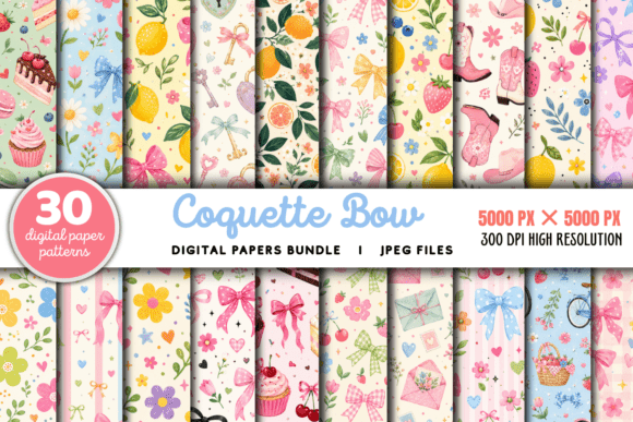 Download Coquette Bow Striped Background Bundle - Background Collection
