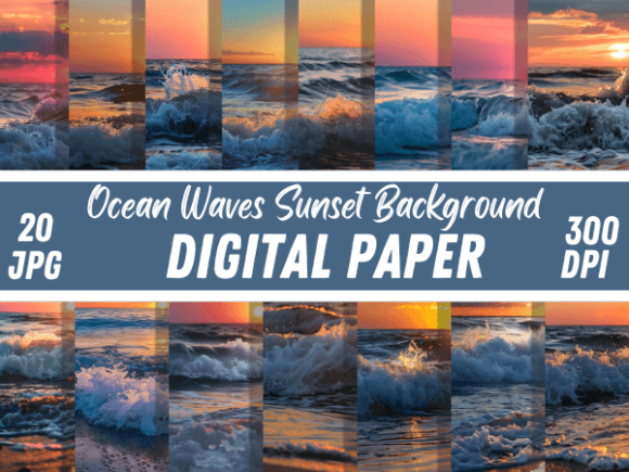 Download Ocean Waves Sunset Printable Backgrounds - Background Collection