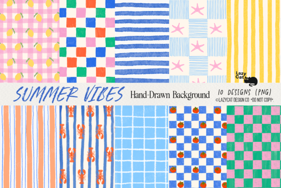 Download Summer Vibes Hand-Drawn Background Set - Background Collection